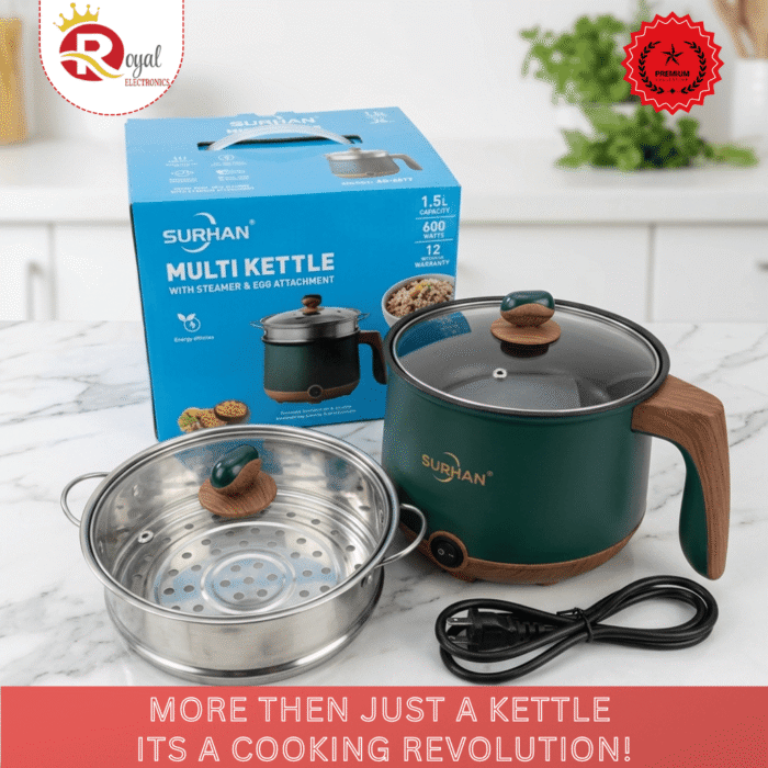Surhan Multi Kettle SR-9092 1.5L with Steamer & Egg Attachment | Multifunction Electric Kettle - Image 2